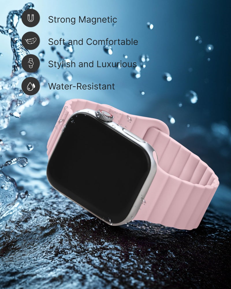 Fullmosa Soft Silicone Magnetic Bands Compatible with Apple Watch Strap 41mm 40mm 38mm 42mm(Series 10 11), Sport Band for iWatch SE3 SE2 SE Series 11 10 9 8 7 6 5 4 3 2 1,Pink [Watch NOT Included] - Image 2