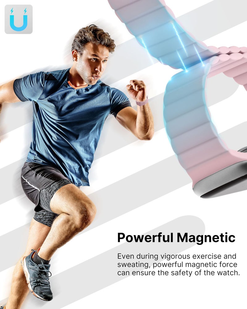 Fullmosa Soft Silicone Magnetic Bands Compatible with Apple Watch Strap 41mm 40mm 38mm 42mm(Series 10 11), Sport Band for iWatch SE3 SE2 SE Series 11 10 9 8 7 6 5 4 3 2 1,Pink [Watch NOT Included] - Image 3