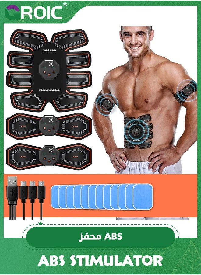 GROIC EMS Abdominal Exerciser, ABS Stimulator With 10 Training Programs, Ab Machine, Abdominal Toning Belt Muscle Toner Fitness Training Gear Ab Trainer Equipment for Home,Abs Stimulator Muscle Toner  - Image 1