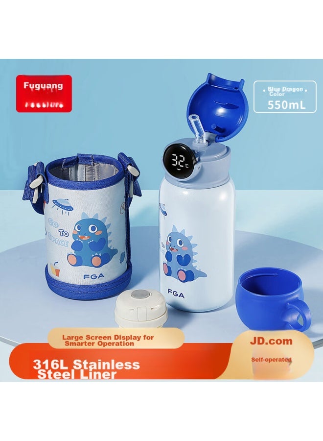 Fga Fuguang Children's Insulated Cup, 316 Stainless Steel, Smart Digital Display, Student Straw, Large Capacity Water Bottle, Double Lid Cup - Image 1