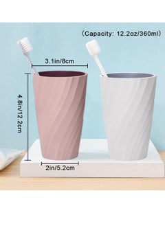 Oasisgalore 2 Pack Bathroom Tumbler Toothbrush Cup，Toothbrush Holder Organizer Mouthwash Cup for Home Travel(White and Pink)  - Image 2