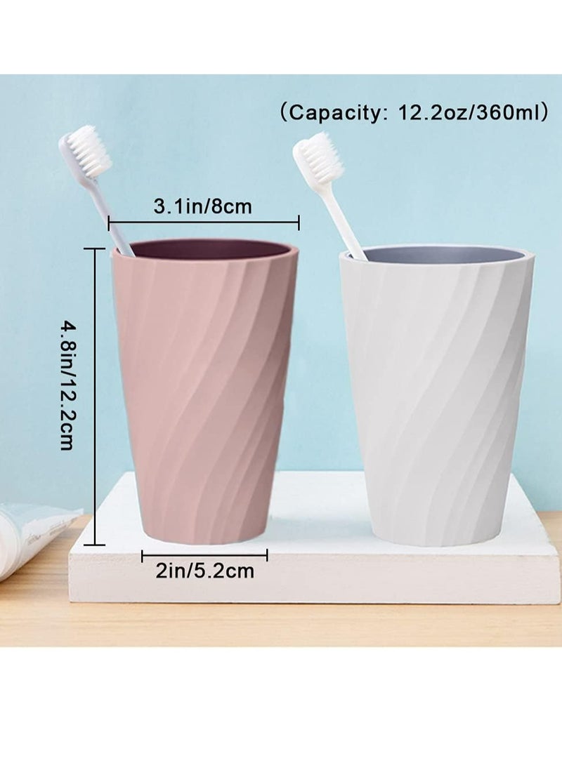 Oasisgalore 2 Pack Bathroom Tumbler Toothbrush Cup，Toothbrush Holder Organizer Mouthwash Cup for Home Travel(White and Pink) - Image 2