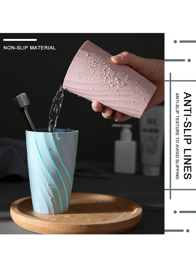 Oasisgalore 2 Pack Bathroom Tumbler Toothbrush Cup，Toothbrush Holder Organizer Mouthwash Cup for Home Travel(White and Pink) - Image 4