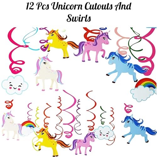 TOYXE Unicorn Theme Swirls for Birthday Decoration 12 pieces - Image 3