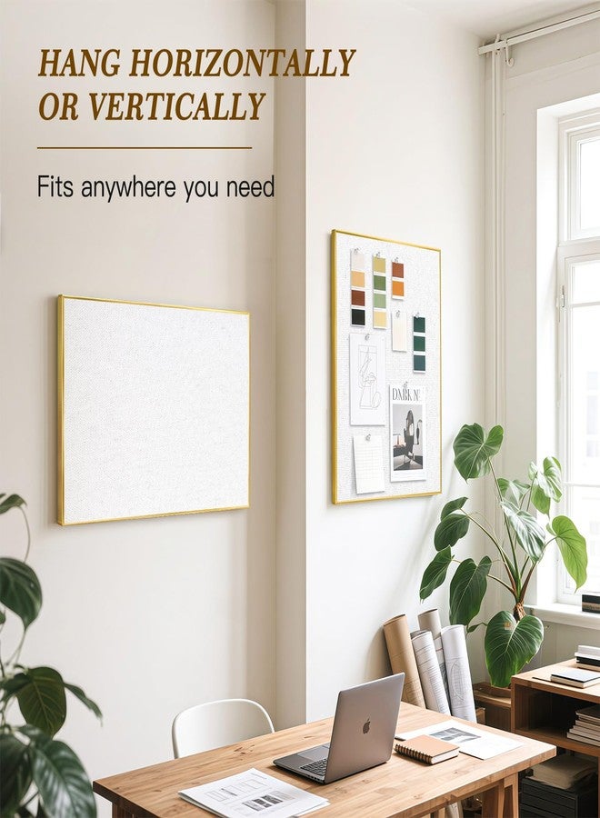QUEENLINK Line Bulletin Board,24" x 18" Gold Aluminum Frame Cork Boards for Walls,Decorative Pin Board, Message Board, Vision Board, Picture Board, Photo Board, White Linen - Image 4