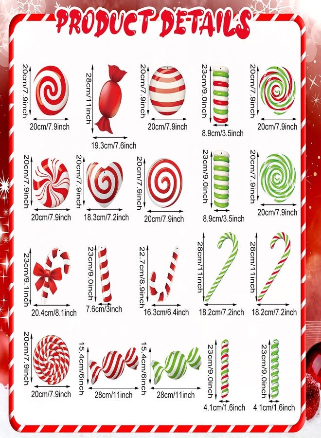 Geosar 20 Pcs Large Christmas Peppermint Gingerbread Decorations Double-Sided Outdoor Yard Signs Hanging Candy Ornaments for Decorations Christmas Tree Party Decor(Candy Style) - Image 3