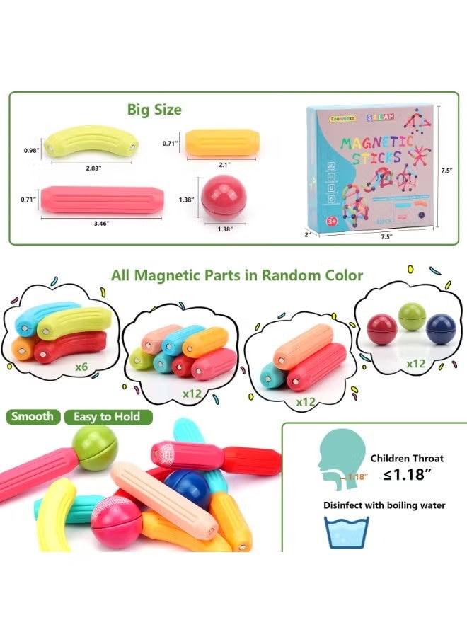 64-Piece Magnetic Ball and Stick Building Set for Kids – Colorful 3D construction toy that fosters creativity, fine motor skills, and problem-solving – Easy-to-assemble educational kit, perfect for Christmas, birthdays, and special occasions. - Image 4