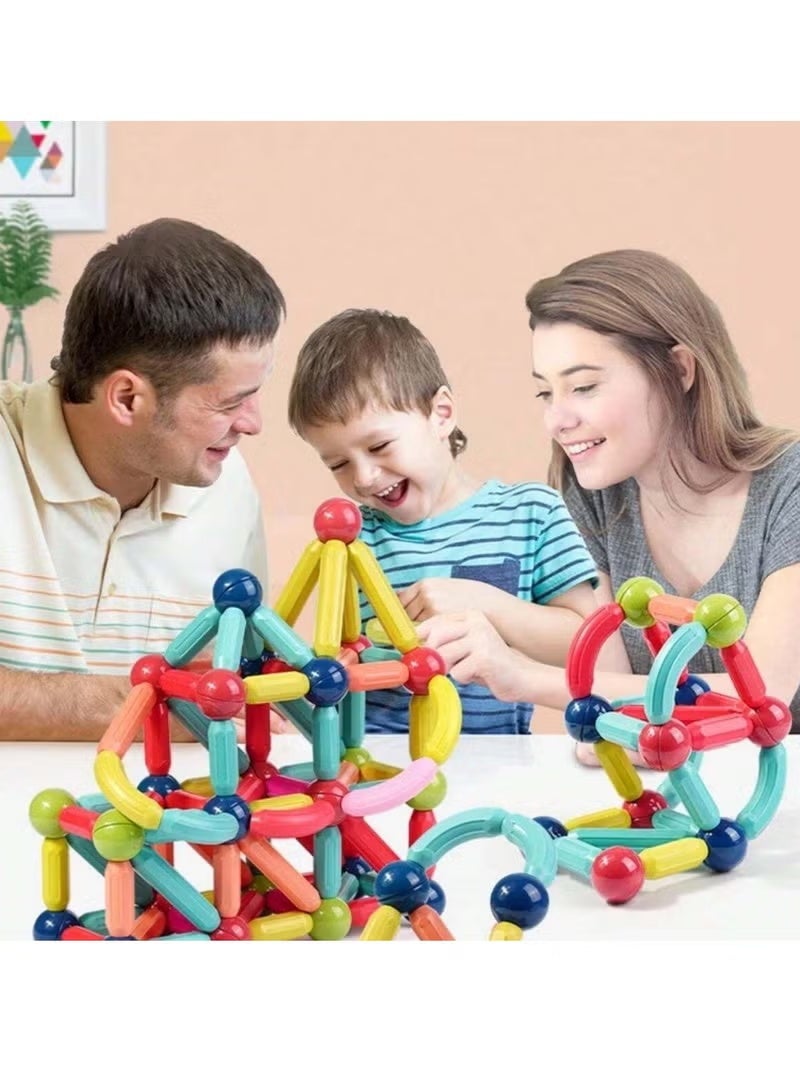 64-Piece Magnetic Ball and Stick Building Set for Kids – Colorful 3D construction toy that fosters creativity, fine motor skills, and problem-solving – Easy-to-assemble educational kit, perfect for Christmas, birthdays, and special occasions. - Image 5