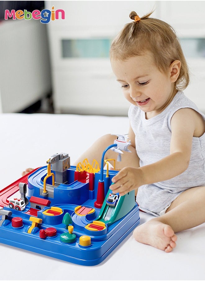 MEBEGIN - Kids Car Adventure Toy, Cars Race Track Toys with 4 Toy Cars, Race Track Vehicle Set, Fun Durable Adventure Vehicles Toy, Preschool Educational Interactive Toy, Easy to Install and Play, No Battery Required, Ideal Gift for Kids Aged 3+ - Image 1