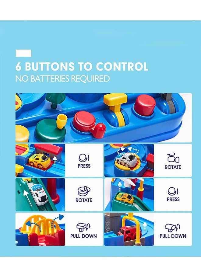MEBEGIN - Kids Car Adventure Toy, Cars Race Track Toys with 4 Toy Cars, Race Track Vehicle Set, Fun Durable Adventure Vehicles Toy, Preschool Educational Interactive Toy, Easy to Install and Play, No Battery Required, Ideal Gift for Kids Aged 3+ - Image 1