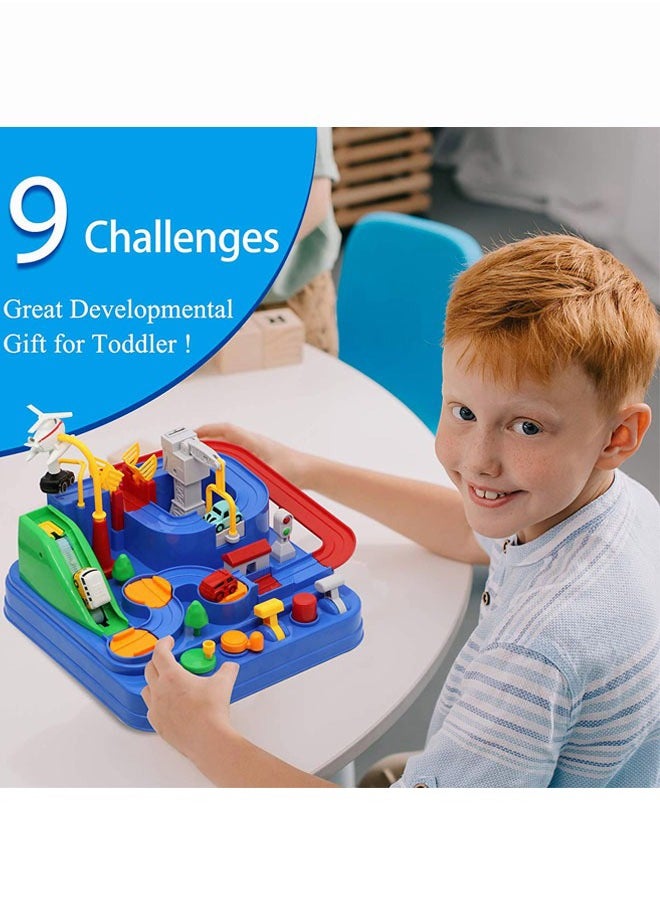 MEBEGIN - Kids Car Adventure Toy, Cars Race Track Toys with 4 Toy Cars, Race Track Vehicle Set, Fun Durable Adventure Vehicles Toy, Preschool Educational Interactive Toy, Easy to Install and Play, No Battery Required, Ideal Gift for Kids Aged 3+ - Image 1
