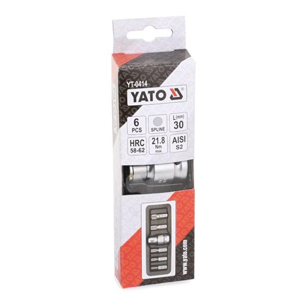 Yato YT-0414 Screwdriver Bit Set - 6 Pieces Spline Bits for Drill Machine, Long Bits for Carpenter, Furniture Tools, Extension, Handle - Image 2