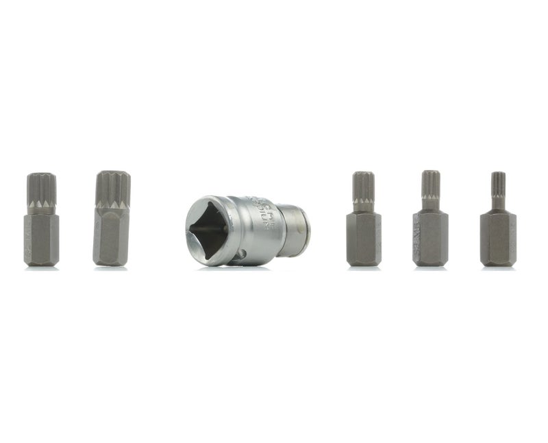 Yato YT-0414 Screwdriver Bit Set - 6 Pieces Spline Bits for Drill Machine, Long Bits for Carpenter, Furniture Tools, Extension, Handle - Image 1