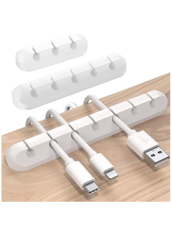 Andafeict Cable Management Clips for Power Cord USB Cable, TV Cable, PC, Home and Office, Desktop Cable (3, 5 or 7 holes) - 3 Pcs -White - Image 1