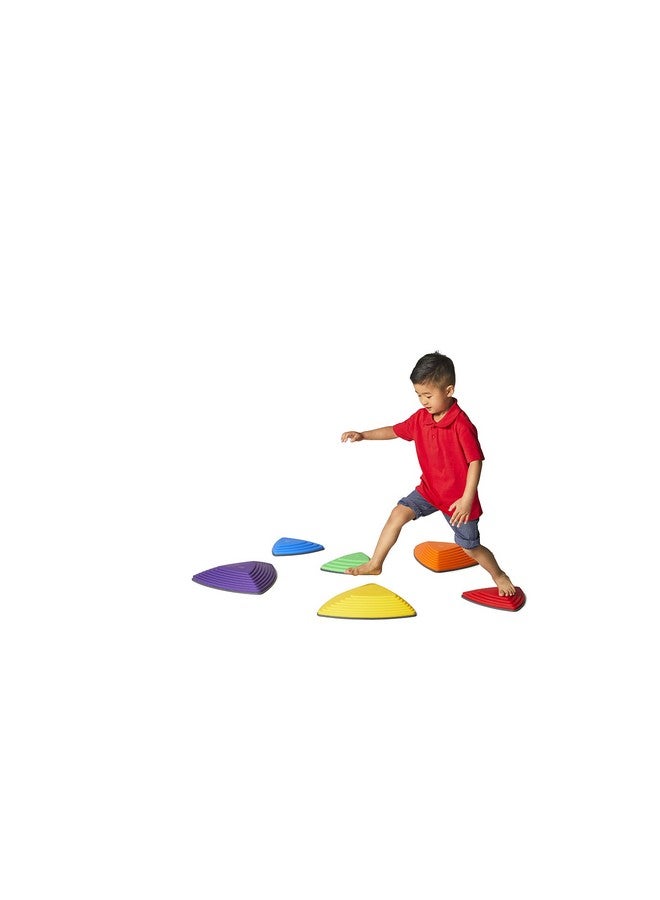 GONGE River Stones - The Original Kids Play Stepping Stones for Balance and Coordination, Non-Slip bottom, Stackable, for Indoor and Outdoor, Set of 6 - Vibrant - Image 1