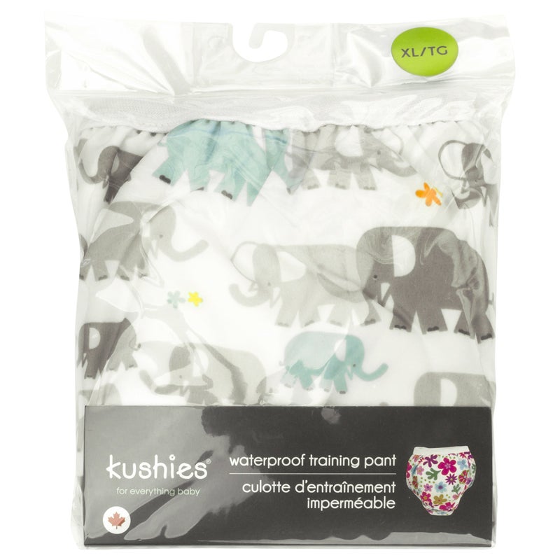 Kushies Baby Waterproof Training Pant (29-33 Pounds), White Elephants, Medium - Image 2