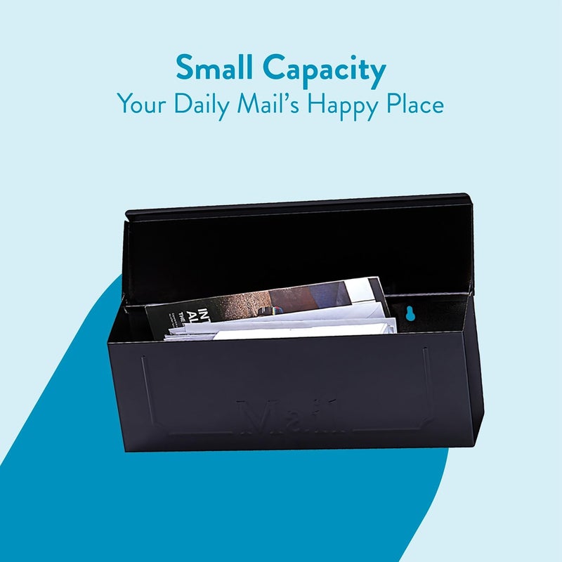 ARCHITECTURAL MAILBOXES Townhouse Galvanized Steel, Wall-Mount Mailbox, Black Small - Image 3