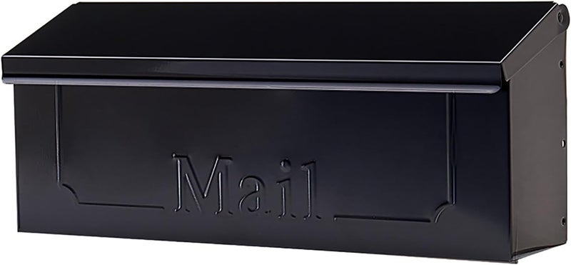 ARCHITECTURAL MAILBOXES Townhouse Galvanized Steel, Wall-Mount Mailbox, Black Small - Image 1