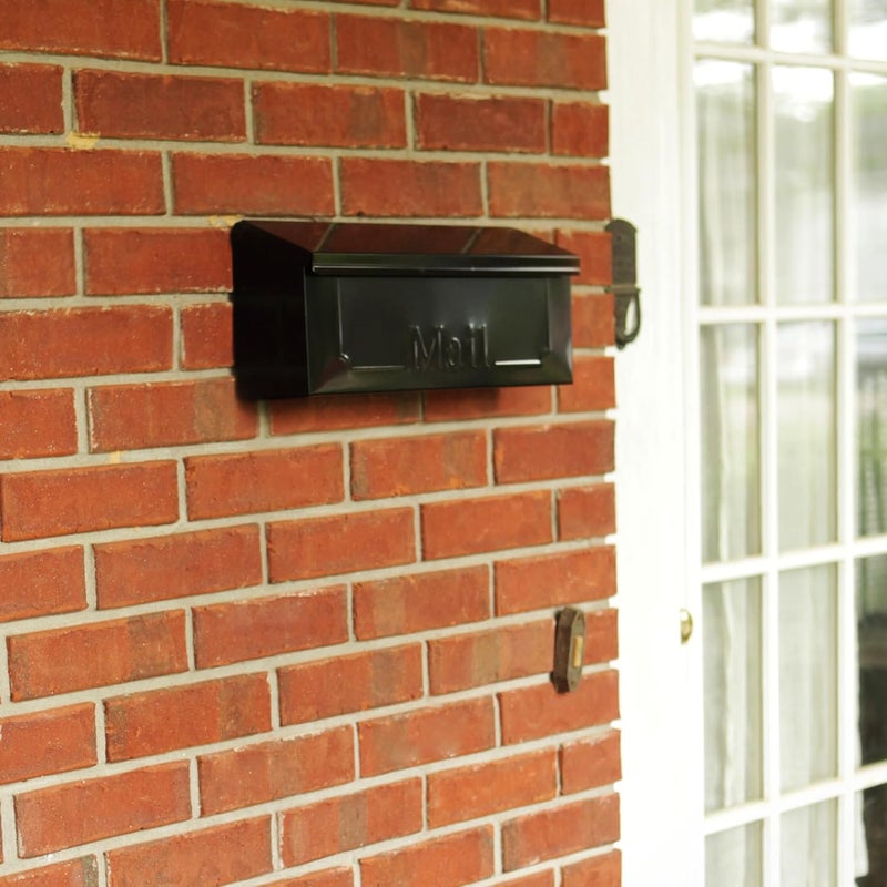 ARCHITECTURAL MAILBOXES Townhouse Galvanized Steel, Wall-Mount Mailbox, Black Small - Image 2