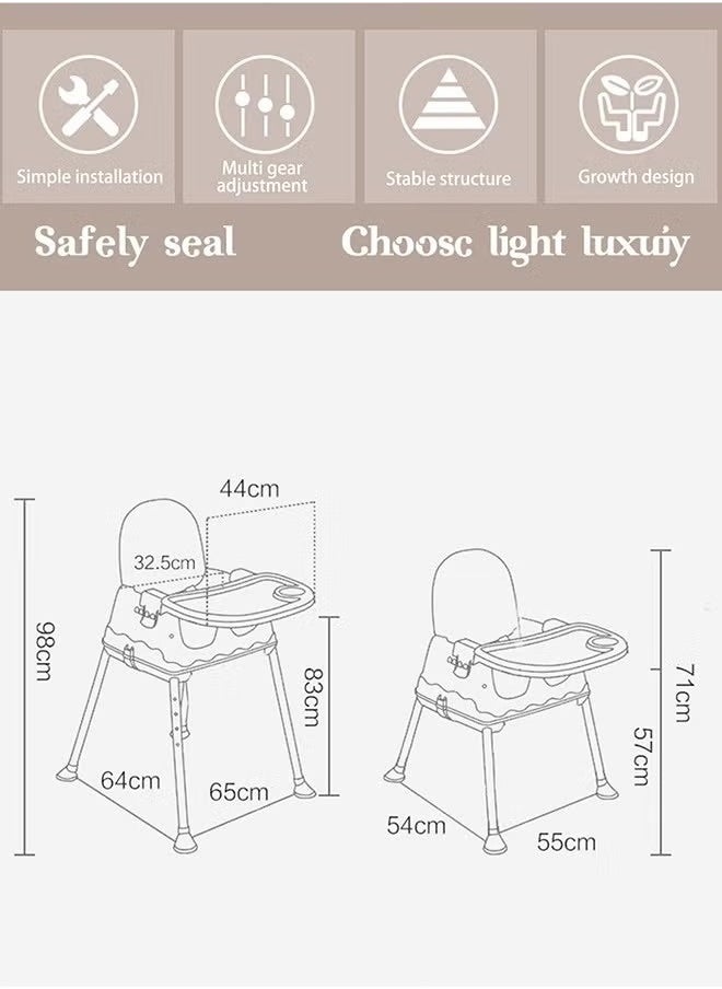 Gonice Baby High Chair 2 in 1 Feeding Table with Double Tray and Wheels Easy to Wash Foldable Chair  - Image 5
