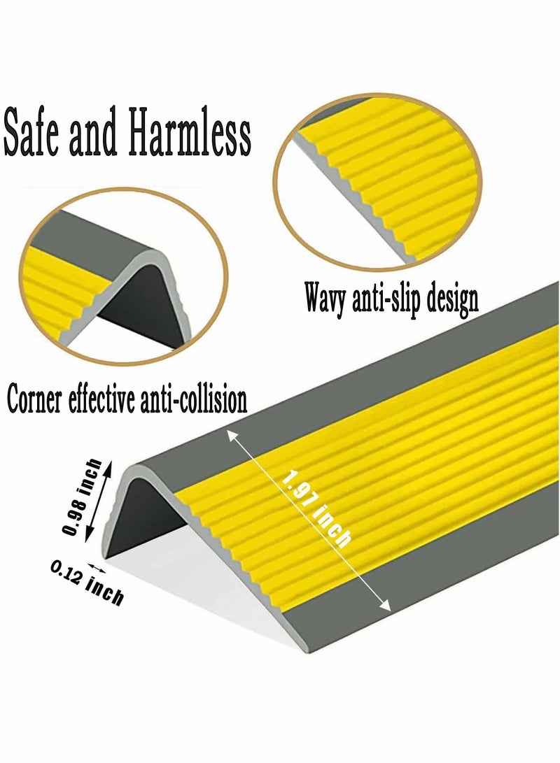 Stair Leading Edge Protector, Waterproof Anti-Slip Rubber Step Adhesive Decorative Protection Strip for Home School Nursing Indoor and Outdoor Steps(Yellow) - Image 2