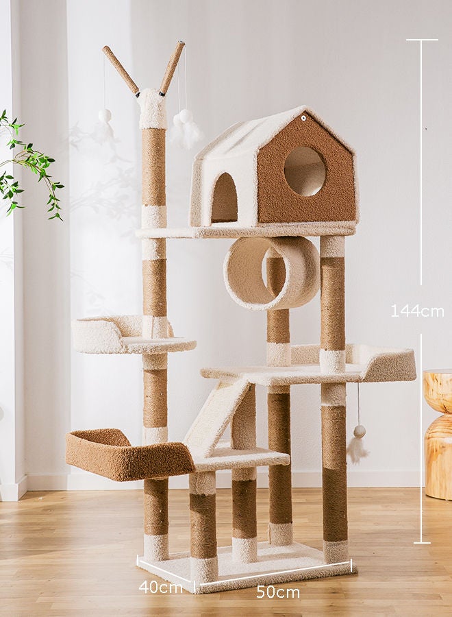 S-Color Cat Tree House Tower with 5-layers Structure Design and Scratching Post For Cats Kitten Pets 50 x 40 x 144cm - Image 2