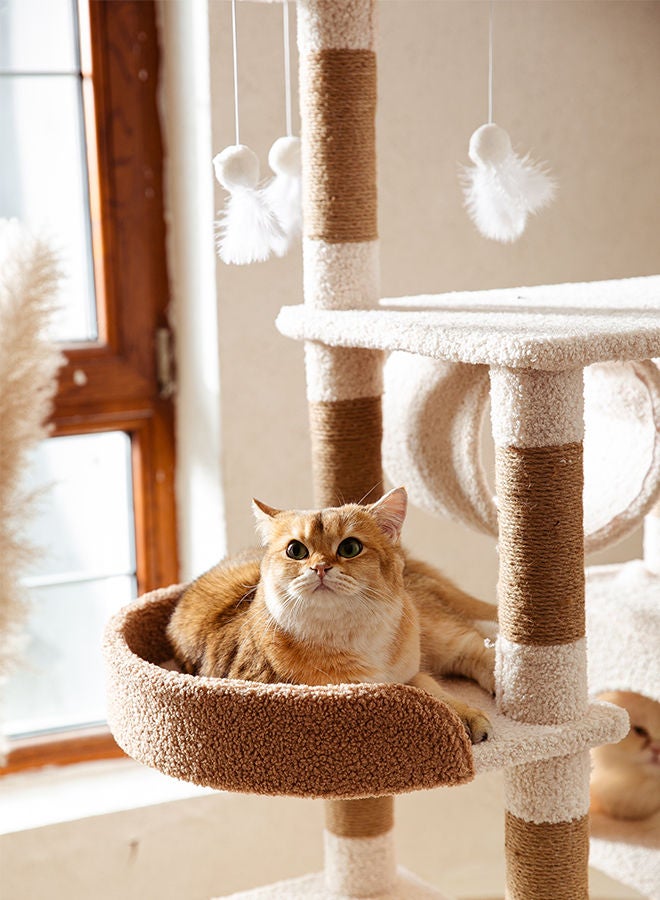 S-Color Cat Tree House Tower with 5-layers Structure Design and Scratching Post For Cats Kitten Pets 50 x 40 x 144cm - Image 5