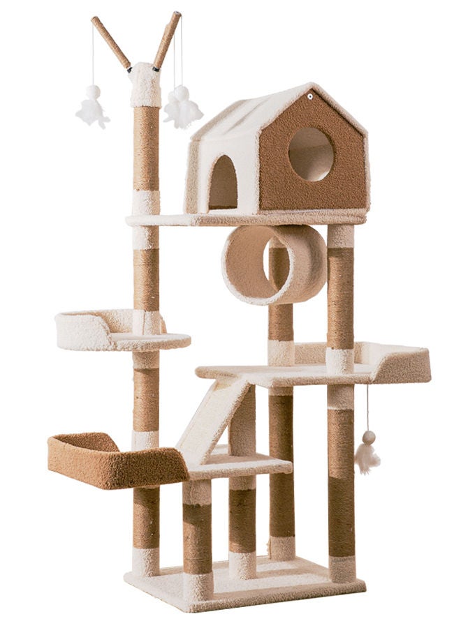S-Color Cat Tree House Tower with 5-layers Structure Design and Scratching Post For Cats Kitten Pets 50 x 40 x 144cm - Image 1