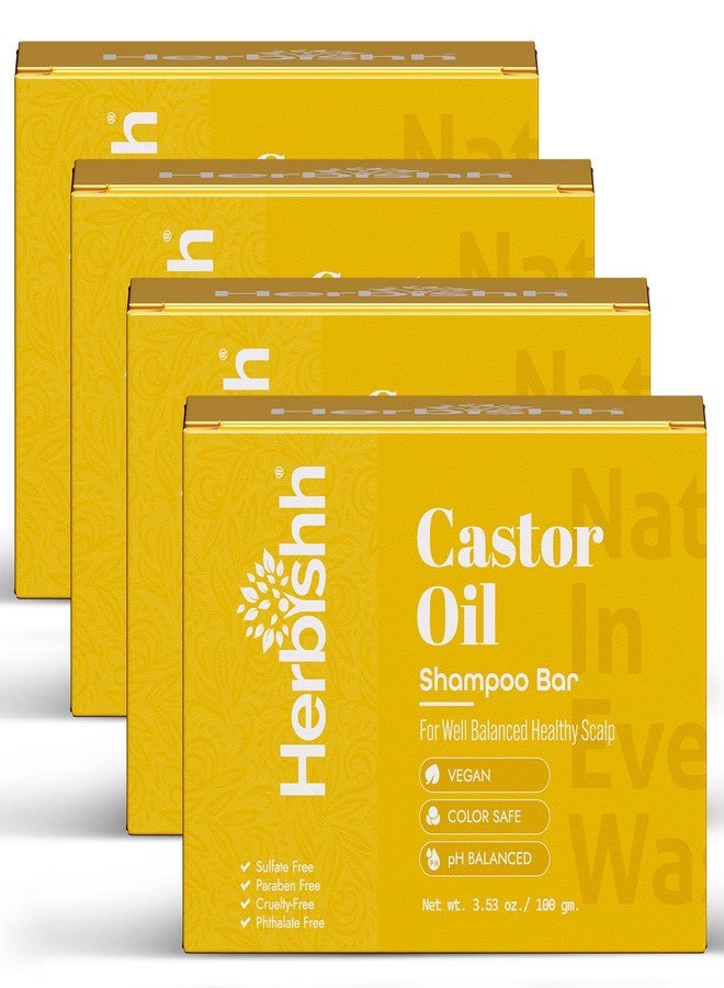 Herbishh Castor Oil Shampoo Bar – Nourishing Solid Shampoo Bar for Hair Growth & Thinning Hair – Castor Oil Shampoo Soap for Moisturized Scalp – Natural Soap 3.53 oz Pack of 4 - Image 1