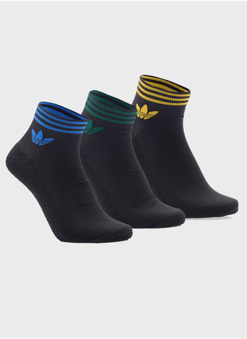 adidas Originals 3 Pack Trefoil Ankle Socks  - Image 1
