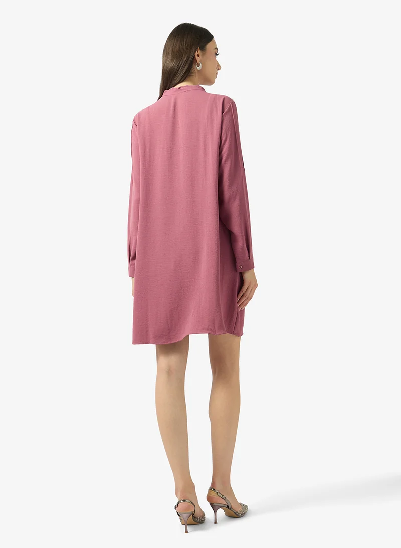 FYOR  Mauve Bow Neck Mini Dress for Women | Best Price UAE