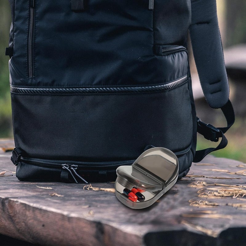 منظم حبوب أسبوعي لمدة 7 أيام بغلاف أسود مقاوم للتآكل، علبة حبوب محمولة للاستخدام أثناء السفر لتخزين الأدوية اليومية والفيتامينات - Image 5