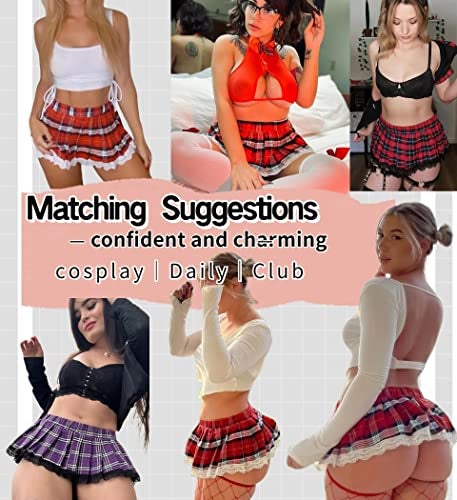 Avidlove Cosplay Lingerie for Women Sexy School Girl Outfit Role Playing Lingeri Set with Tie Top and Mini Skirt(White,XL) - Image 5