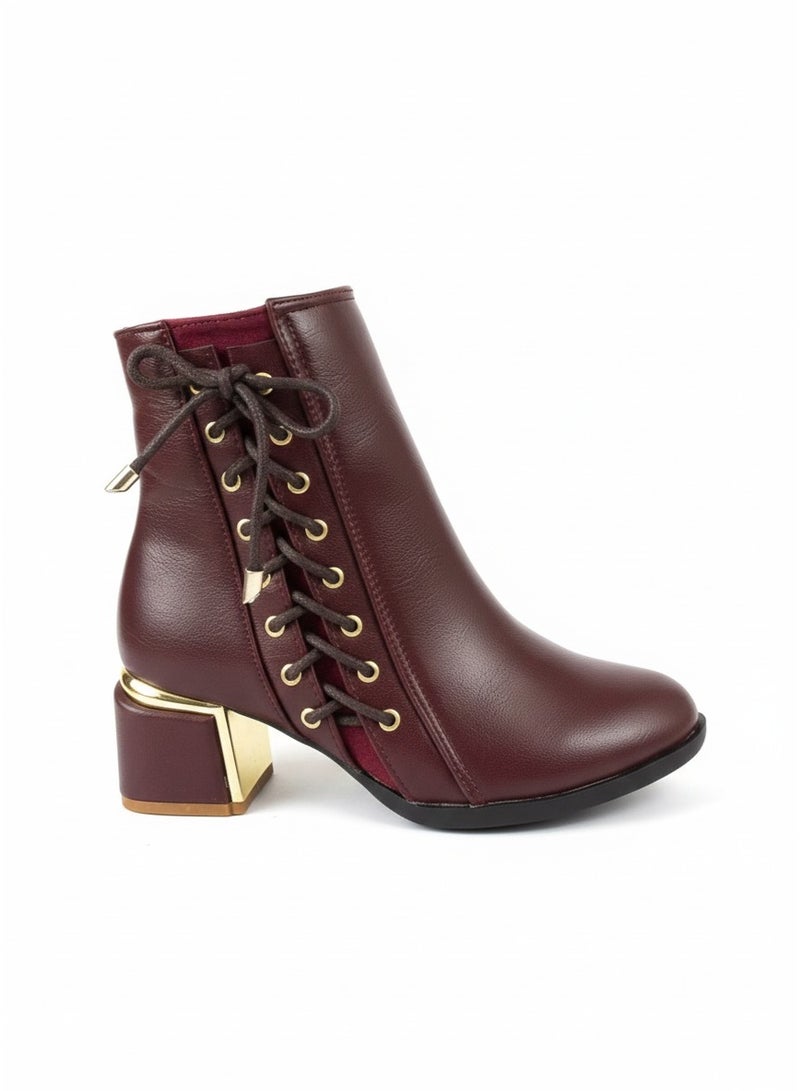 فيبراندا بوت أنيق برباط وكعب عريض مريح. B-61 - Image 1