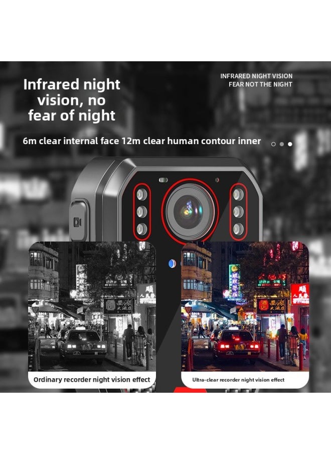 Generic Law Enforcement Recorder HD Infrared Night Vision Chest Wearing Portable Professional On-site Meeting Work Recorder-Body Color:TF Small Card [256G]]  - Image 3