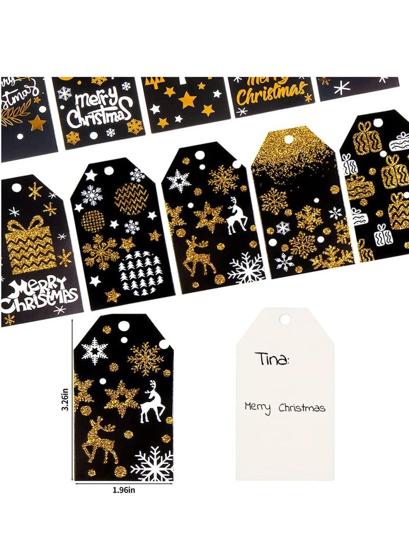 100 pieces christmas Gift label Tags, Kraft Paper Tag for Present Wrapping Hanging Labels with jute rope - Image 2