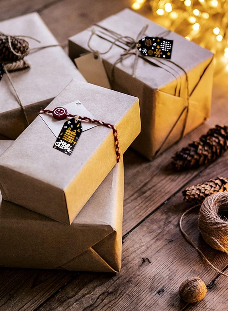 100 pieces christmas Gift label Tags, Kraft Paper Tag for Present Wrapping Hanging Labels with jute rope - Image 3