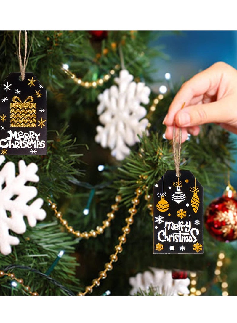 100 pieces christmas Gift label Tags, Kraft Paper Tag for Present Wrapping Hanging Labels with jute rope - Image 5