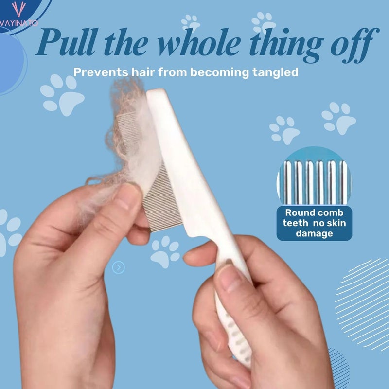 VAYINATO® Stainless Steel Needle Flea Comb for Cats & Dogs - Removes Tangles, Knots & Tear Stains, Fleas, Ticks | Durable PP Material, Effective Beauty And Hair Removal Tool (Small) - Image 3