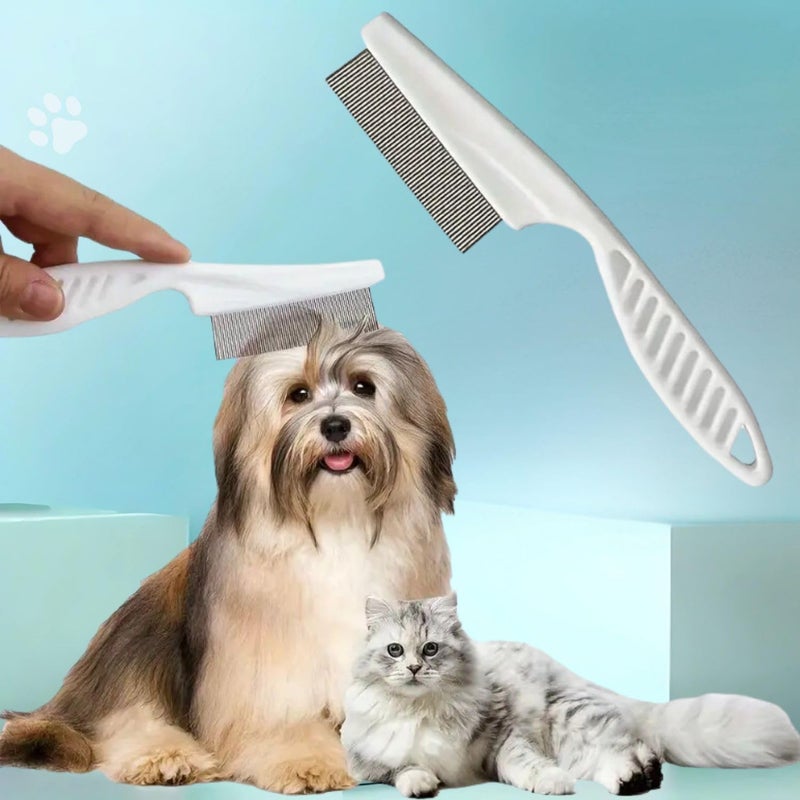 VAYINATO® Stainless Steel Needle Flea Comb for Cats & Dogs - Removes Tangles, Knots & Tear Stains, Fleas, Ticks | Durable PP Material, Effective Beauty And Hair Removal Tool (Small) - Image 1