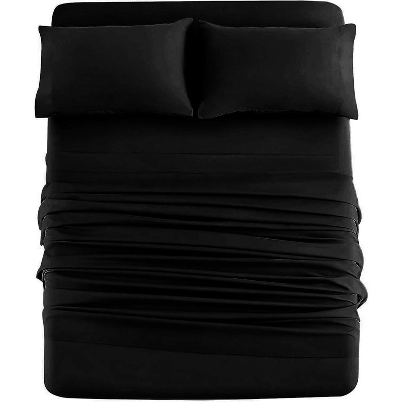 DAN RIVER Queen Jersey Sheet Set  Luxury 100 Cotton Bed Sheets  TShirt Sheets  All Season Bedding  Soft Comfortable Deep Pocket Jersey Cotton Bed Sheets 4Pc Queen Black