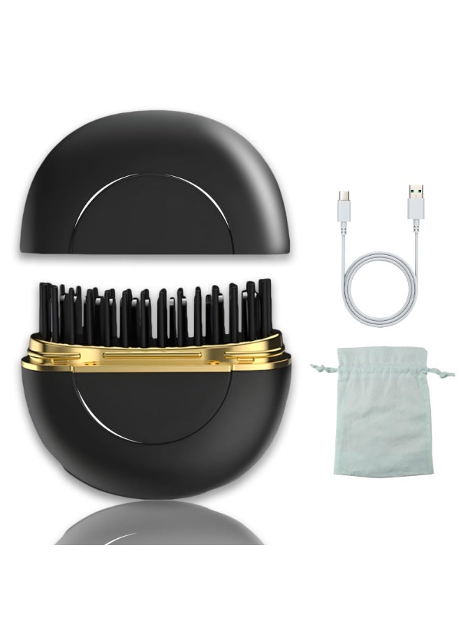 Cordless Hair Straightener Brush, mini hot Comb for Travel, USB Rechargeable Tool, Ionic Ceramic straightening Brush, Lightweight Portable Styler, Fast Heating hot Comb for Short Hair - Image 1