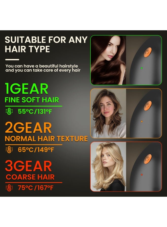 Cordless Hair Straightener Brush, mini hot Comb for Travel, USB Rechargeable Tool, Ionic Ceramic straightening Brush, Lightweight Portable Styler, Fast Heating hot Comb for Short Hair - Image 3