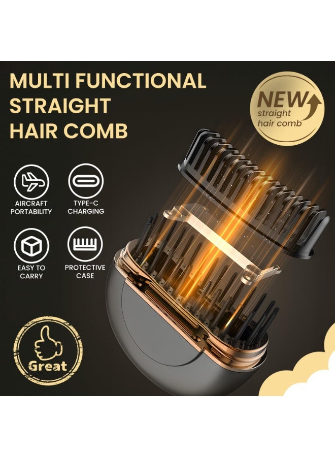 Cordless Hair Straightener Brush, mini hot Comb for Travel, USB Rechargeable Tool, Ionic Ceramic straightening Brush, Lightweight Portable Styler, Fast Heating hot Comb for Short Hair - Image 2