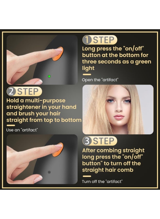 Cordless Hair Straightener Brush, mini hot Comb for Travel, USB Rechargeable Tool, Ionic Ceramic straightening Brush, Lightweight Portable Styler, Fast Heating hot Comb for Short Hair - Image 5