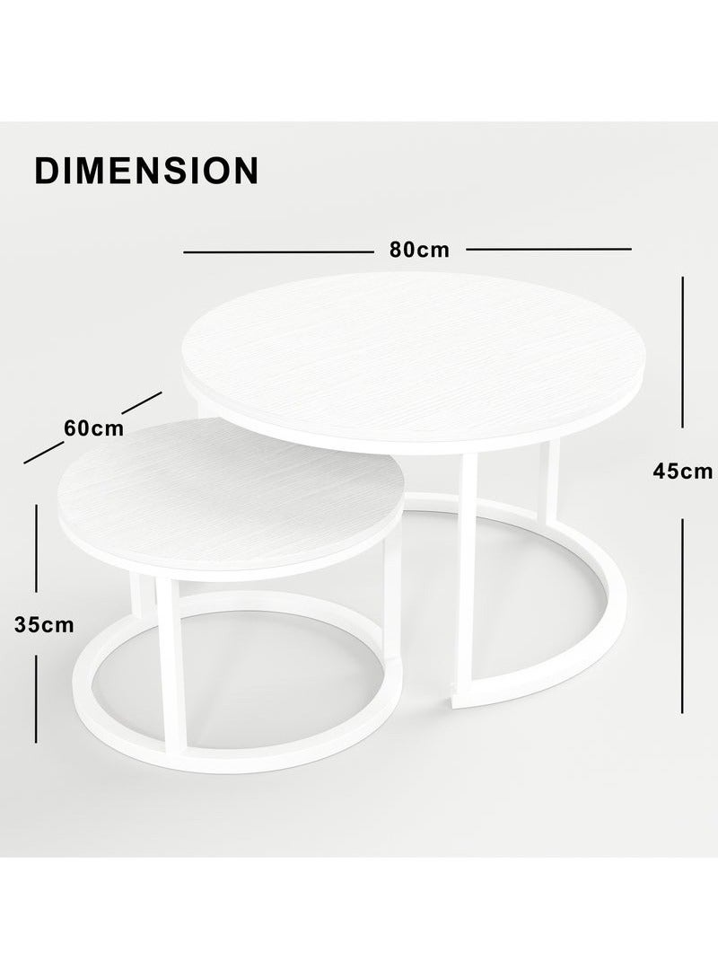 JOGAMS Round Nesting Coffee Table, Modern Decorative Coffee Center Table Set of 2, Sintered Stone Coffee Table for Living Room with Sturdy Metal Frame  - Image 2