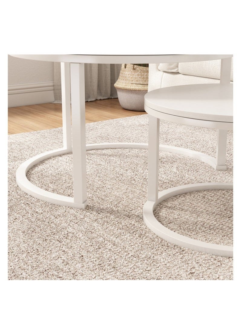 JOGAMS Round Nesting Coffee Table, Modern Decorative Coffee Center Table Set of 2, Sintered Stone Coffee Table for Living Room with Sturdy Metal Frame  - Image 3