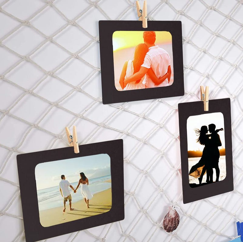 INFIPRISES Photo Hanging Display Fishing Net Picture Frame with 50 Led Fairy String Light, 20 Black Hanging Display Paper Photo Frame and 20 Wooden Clothespins, Wall Decoration Collage Photo Picture Frame (Net Size: 150x150cm, Light Size: 5 Mtr) - Image 5
