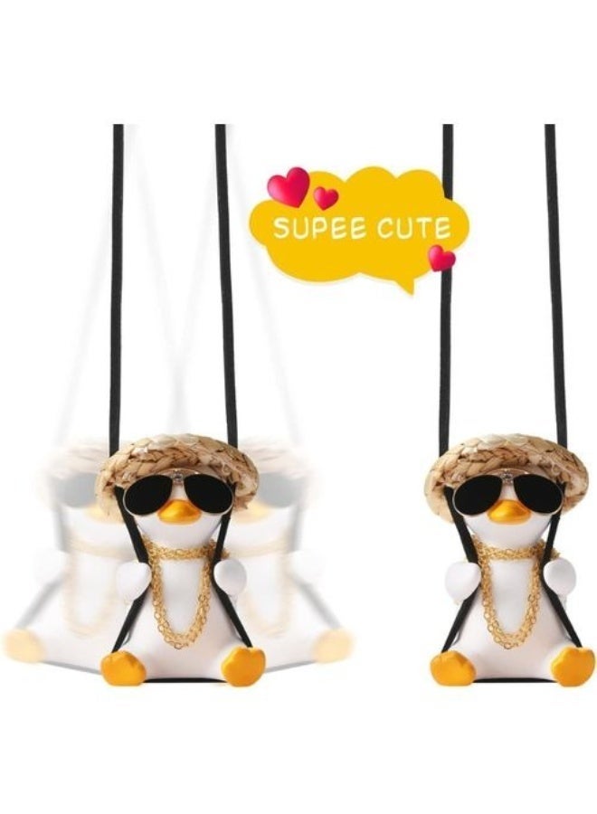 CGS Swinging Duck Car Pendant with Straw Hat - Cute Mirror Charm Different shapes - Image 4