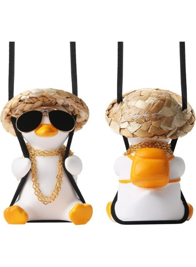 CGS Swinging Duck Car Pendant with Straw Hat - Cute Mirror Charm Different shapes - Image 5